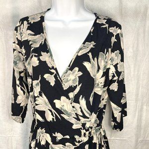 Flowered Navy Blue Blouse